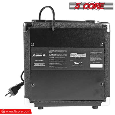 5 Core Guitar Amplifier 10 Watt Electric and Acoustic Amp for Practice with Inbuilt Speaker Aux Input Volume Bass Treble Control Amp GA 10 BLK image 12