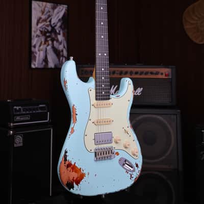 Dhatarattha HSS Strat-Style – Surf Blue Nitro Relic image 6