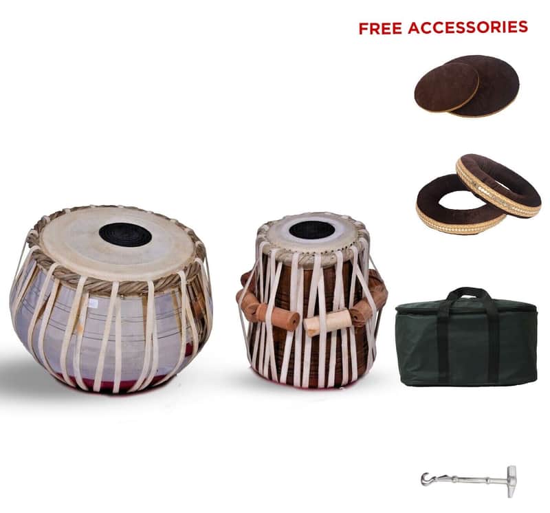 Hamdmade Steel Tabla Bayan Finest Dayan with Hammer Cushions With Bag, Cushion, Hammer2022 image 1