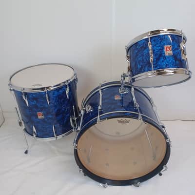 Premier 20,12,16" Blue Pearl Drum Set 3Ply Birch+Die-Cast-Rims Vintage 60s#54 UK image 3