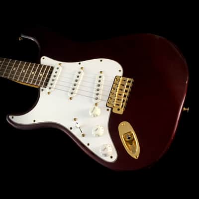 LEFTY! Custom Vintage Relic NOS Red Metallic ST72 Reverse Gold Hardware Gibson Conversion 24.75” Scale HSC image 11