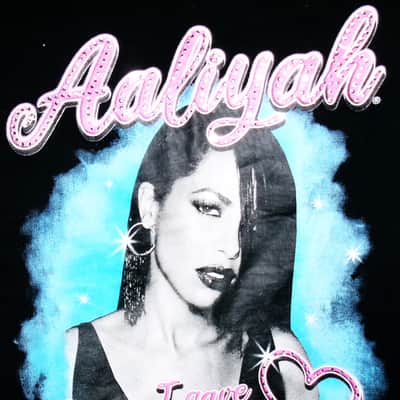 aaliyah the one i gave my heart to official new M woman sparkle tee - r&b funk hip hop princess brooklyn new york image 4