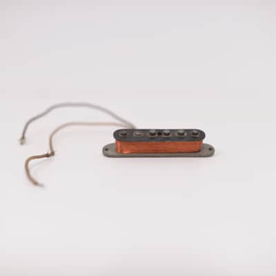1968-1969 Vintage Fender Stratocaster Middle Neck Pickup Gray-Bottom Staggered-Pole Cloth-Wire Nonworking 1960's image 2