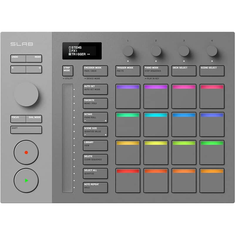 AlphaTheta SLAB MIDI Controller — Unlock Serato Studio (Full Version), Multi‑Function Dial & Focus Control, 16 Velocity Pads With Aftertouch, Touch Strip Performance; Works with Serato DJ Pro image 1