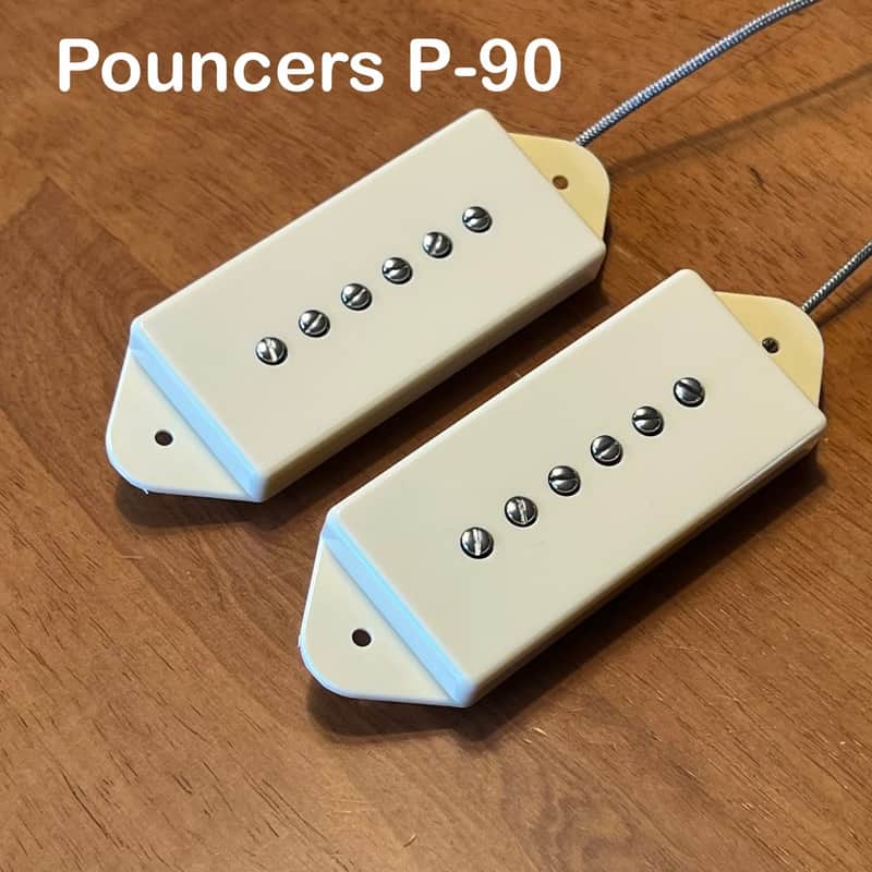 Good Land Pickups: Pouncers P-90 Alnico 2- Dogear Cream Set image 1