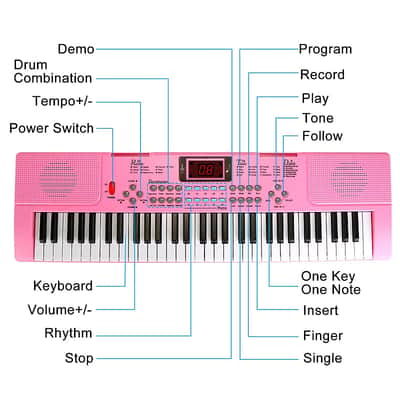 Cxxss 61 Keys Digital Music Electronic Keyboard Electric Musical Piano Instrument Kids Learning Keyboard - Pink image 12