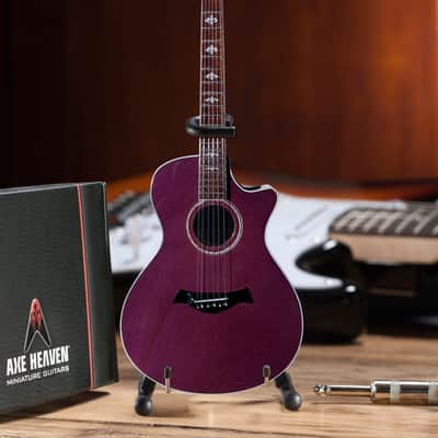 Axe Heaven 1:4 Scale Replica Prince Acoustic Guitar Taylor 612CE Mini Guitar Purple Sparkle image 3