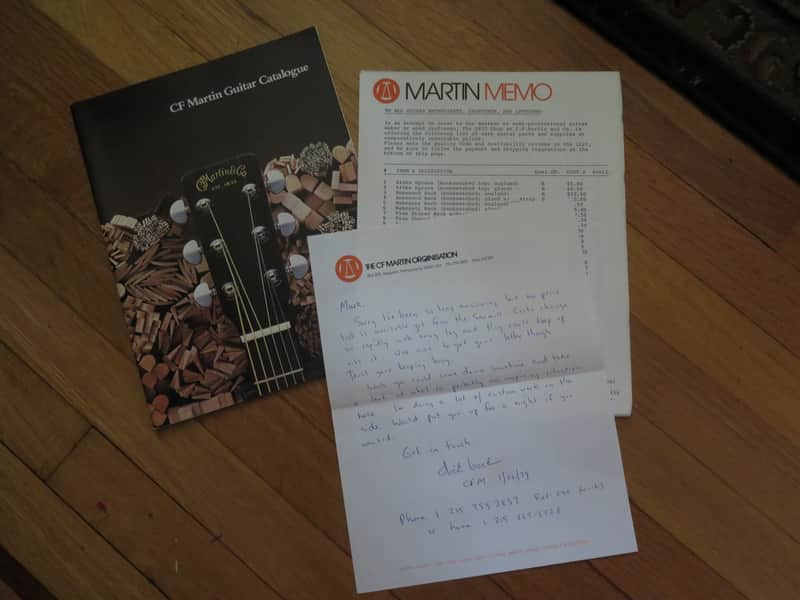 Dick Boak / Mark Campellone letter vintage 1977 Martin catalog guitars parts D28 D45 acoustic dreadnaught 0045 image 1