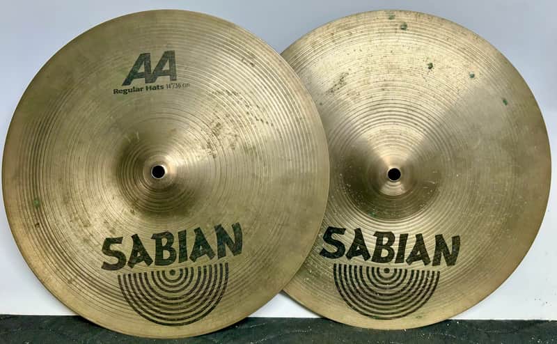 Sabian 14" AA Regular Hi-Hat Cymbals (Pair) 2002 - 2004 - Natural Finish- Top-1064 grams Bottom 1382 grams image 1