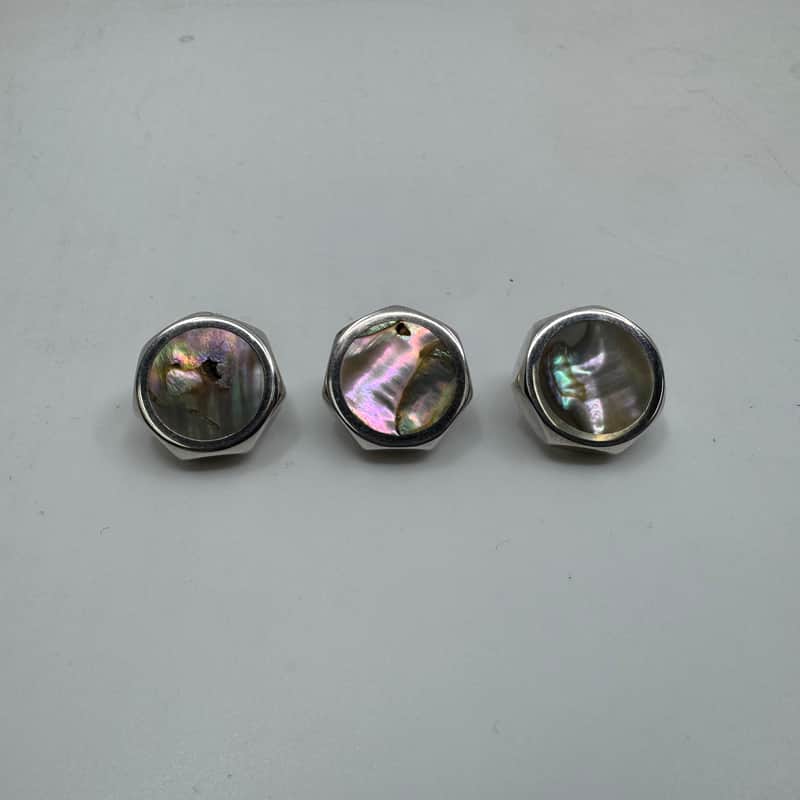 SCHAGERL Finger buttons (3x) Silver with White Abalone Inlays