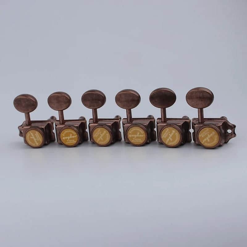 Vintage Bronze Tele Strat Style Guitar Locking Tuning Pegs Machine Heads Keys image 1