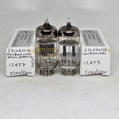 Sylvania 12AT7 Black AX-Style Plates Matched (1.9%) Pair NOS ECC81