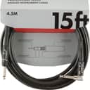 Mint MINT ! Fender Professional Series Instrument Cables, Straight/Angle, 15', Black - Authorized Dealer - Lifetime Warranty