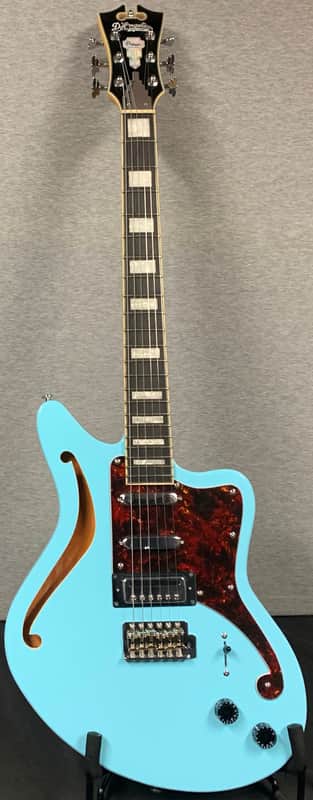 D'Angelico Premier Bedford SH Semi-Hollow - Sky Blue with Tremelo and Gig Bag image 1