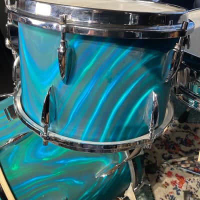 Sonor "Chicago" 3-Piece Drum Set 1965 - MF Marine Turquoise Satin image 15