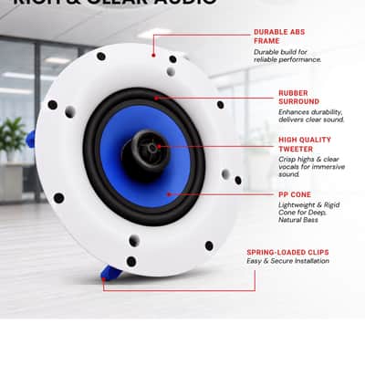 5 Core 6.5 Inch In-Ceiling In-Wall Speaker 360W 2-Way Pair Flush Mount House Home Theater Speakers image 12