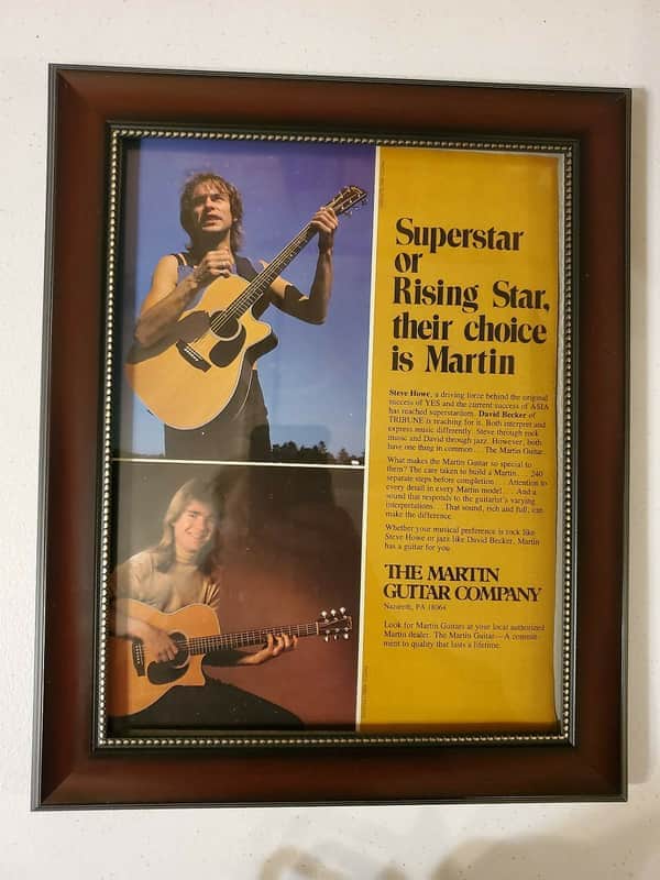 1984 Martin Guitars Color Promotional Ad Framed Steve Howe Yes Original image 1