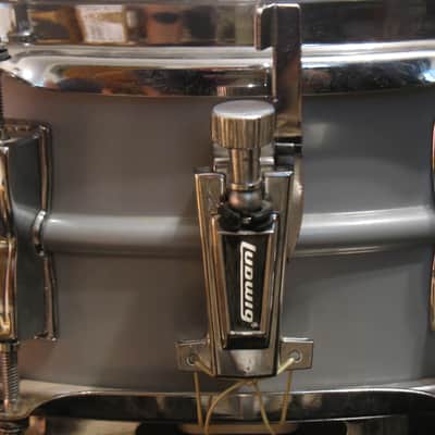 VINTAGE EARLY 1980s LUDWIG LM404 5X14" BLUE & OLIVE BADGE ACROLITE SNARE DRUM, DEMO VIDEO, ALL OEM! image 8