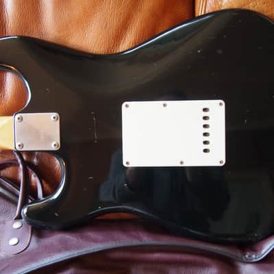 1980 Greco SE-800 Super Real Black, V neck with rosewood slab board (MIJ S-Style) + Original gig bag image 6