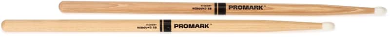 Promark Rebound Balance Hickory Drumsticks 5B - Nylon Tip (5-pack) Bundle image 1
