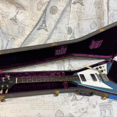 1992 Replica ‘67 Flying V Factory Frost Blue Lacquer Factory Reclaimed 1960’s Wood, 1967 Factory Parts, Wiring, Pat No Pickups Melody Maker Fingerboard Etc image 6
