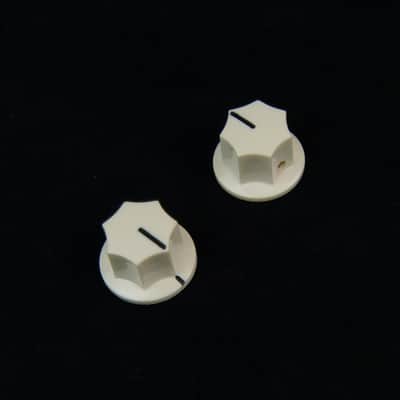 2x Control Knobs For Jaguar Mustang Style Guitar JB or Pedal, 1/4" Shaft, Aged-White (adjustable)