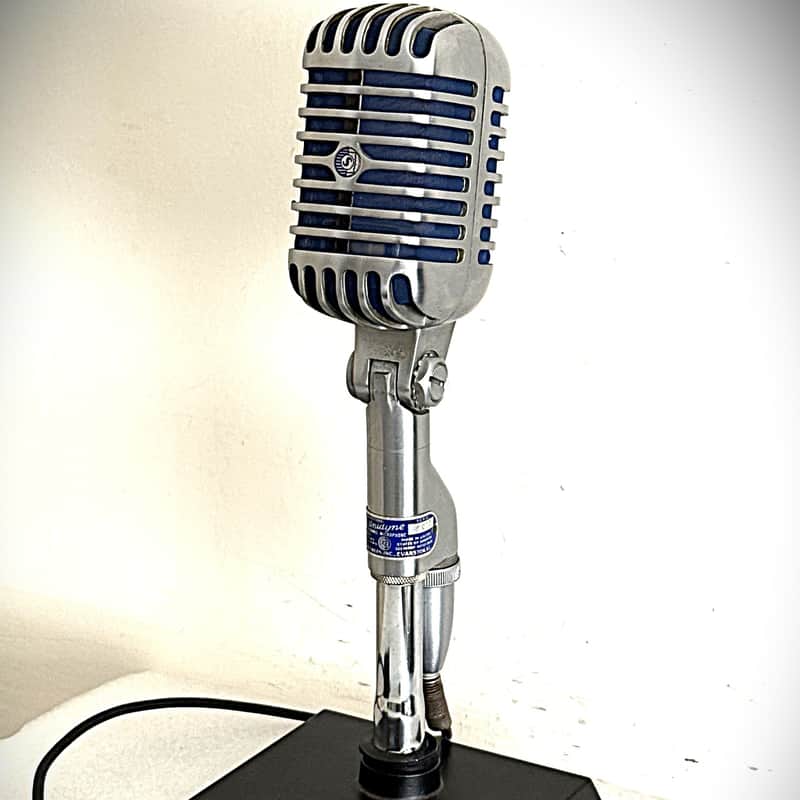 Vintage 1950's Shure 55S Dynamic Microphone, original, working, w/stand & cable image 1
