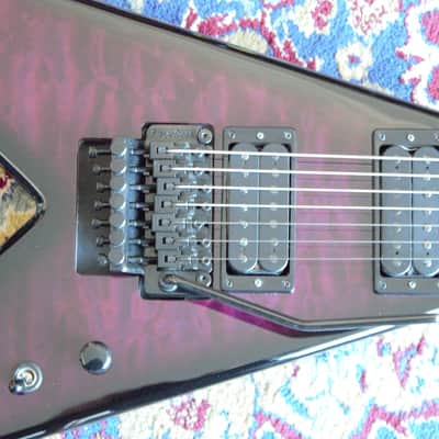 B.C. Rich Jr V Pro 7 Quilt Maple Purple Burst Top w/ Generic Hardshell Case image 2