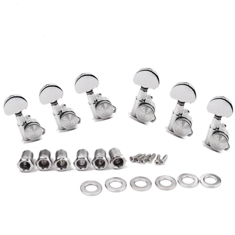 6R Inline Electric / Acoustic Guitar Locking Tuning Pegs Tuners 1:18, Chrome image 1