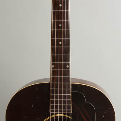 Gibson  J-55 Flat Top Acoustic Guitar (1940), ser. #758F-14, original black - red line hard shell case. image 8
