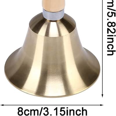 Extra Loud Solid Brass Hand Call Bell with Wooden Handle image 2