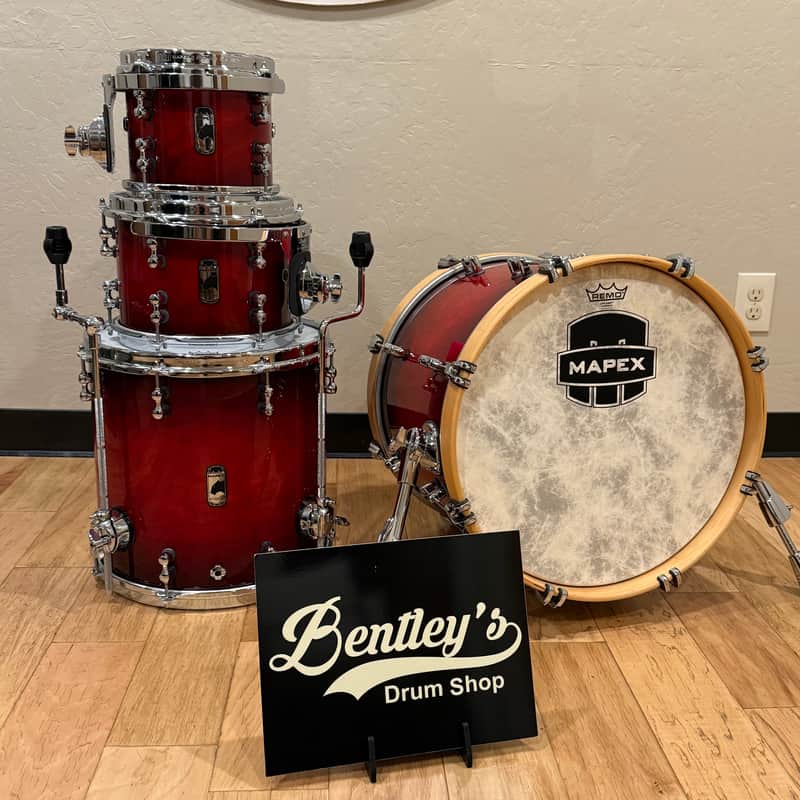 ~RARE!~ Mapex Black Panther 4-Piece 8/10/14/18 Cherry Bomb Drum Kit Set in Rose Burst with Brushed Black Nickel Hardware (Rm4) image 1