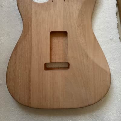 Mahogany Strat Style Guitar Body, HSH Route, Unfinished with Black Edge image 7