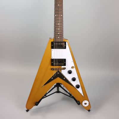 Epiphone 1958 Korina Flying V (White Pickguard) Aged Natural image 2