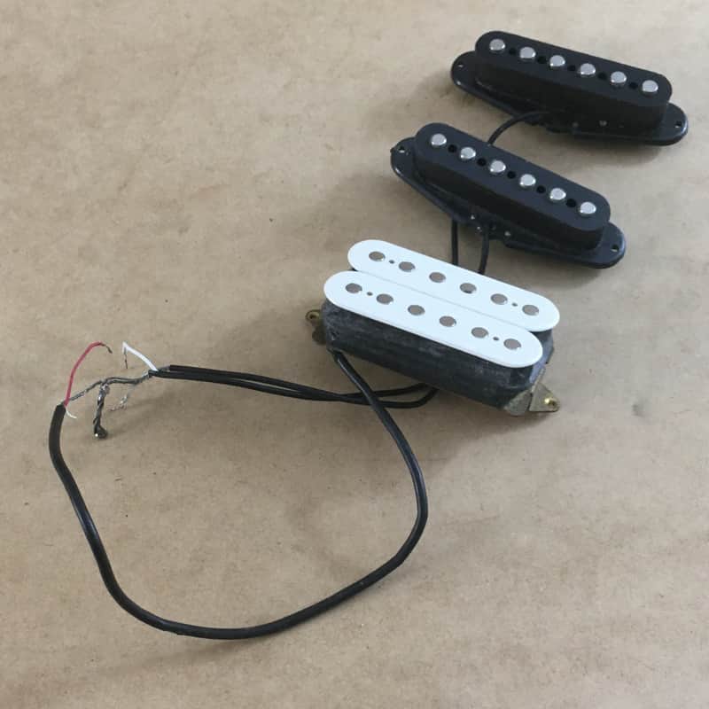 Rare Vintage Complete HSS Strat Pickup Set Natural Relic Humbucker Ceramic Pups MIJ Style image 1