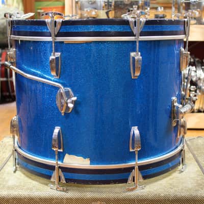 1960s Ludwig Downbeat Outfit in Sparkling Blue Pearl 14x20 8x12 14x14 image 4