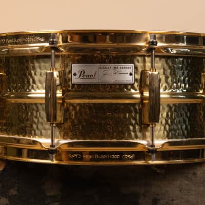 Pearl 5.5x14 Jimmy DeGrasso Signature Hammered Brass Snare Drum image 1