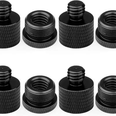 Mic Stand Adapter 3/8 Female to 5/8 Male Microphone Stand Adapter and 5/8 Female to 3/8 Male Mic Thread Adapter for Snowball Boom Arm Mic Stand Mount to Tripod, Combo 8 Pack image 1