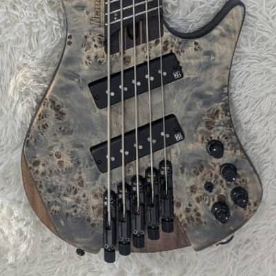 Mint Ibanez EHB1505MSBIF Multi Scale Headless 5-String Bass - Black Ice Flat Finish image 1