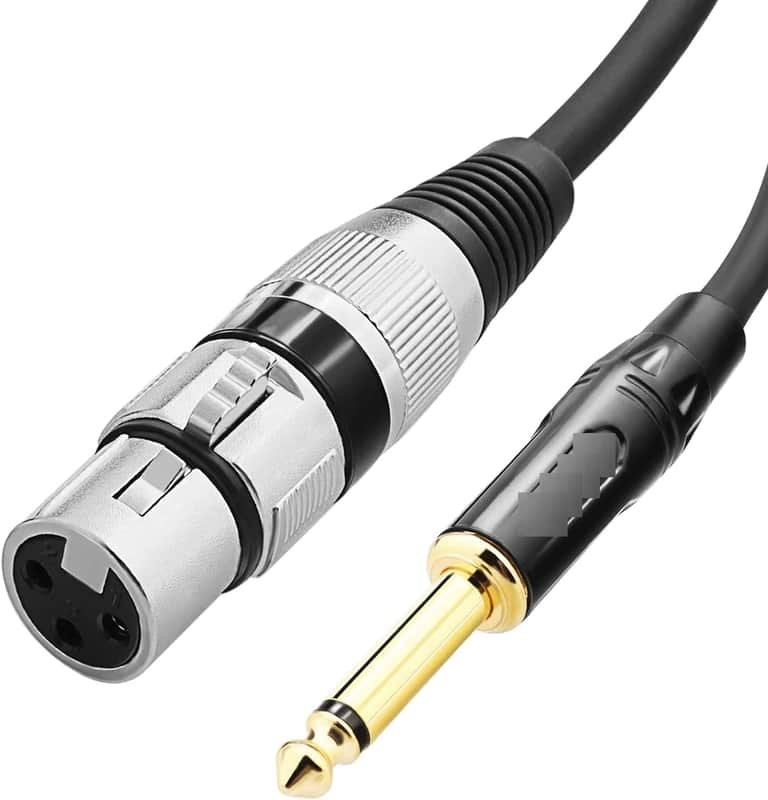 Female XLR to 1/4 (6.35mm) TS Mono Jack Unbalanced Microphone Cable Mic Cord for Dynamic Microphone - 6.6 FT/2 Meters image 1
