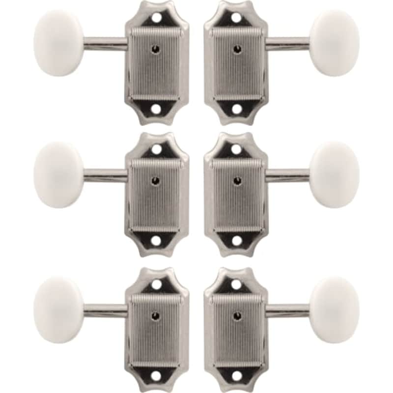 Tuners - Vintage Style Stamped, Plastic Oval Knob, 3 per side image 1