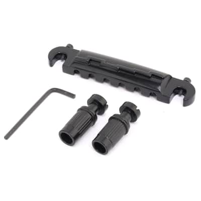 Brio 6 String Compensated Wraparound Stud Mount Adjustable Bridge for Les Paul Style Guitar Black image 1