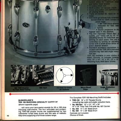 Slingerland 15"10Lug 70s TDR/Deluxe Concert King Snare Drum Resonant Rim/Hoop SS image 8