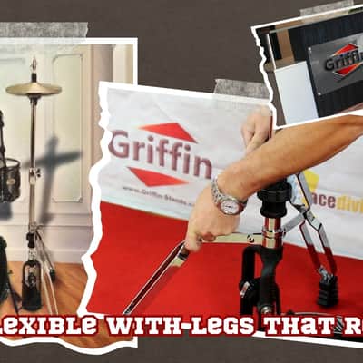 Griffin Hi-Hat Stand - 2 Leg Heavy Duty Hihat Cymbal Foot Pedal with Drum Key Folding Two Leg Style Converts to a No Leg High Hat Mount image 13
