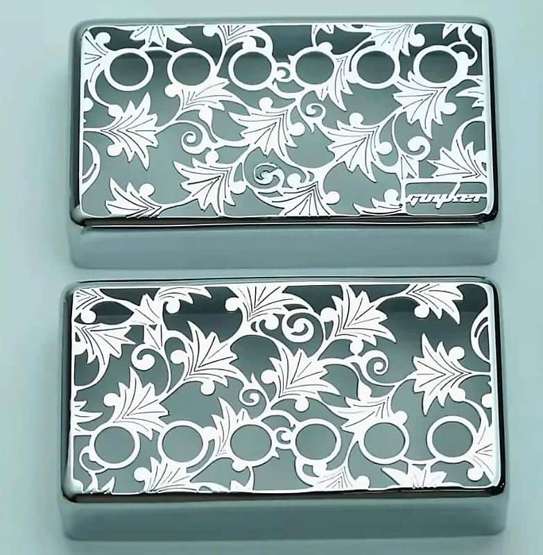 Chrome Leafs Top Guitar Hollowed Humbucker Pickups Covers, 50/52MM Spacing image 1