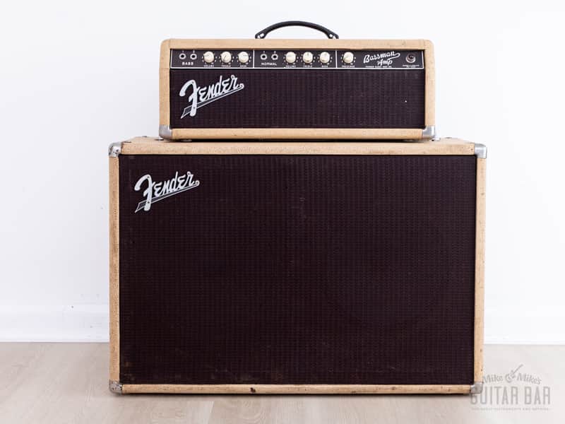1962 Fender Bassman 6G6-A Tuxedo Brown Panel Blonde Vintage Piggyback Tube Amp w/ Oxford 12M6 image 1