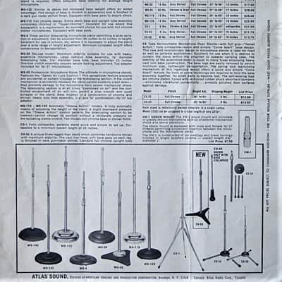 Vintage RARE 1950's Atlas CS-33 microphone floor stand MS10C MS12C MS11C CS42 CS32 Shure Electro Voice image 2