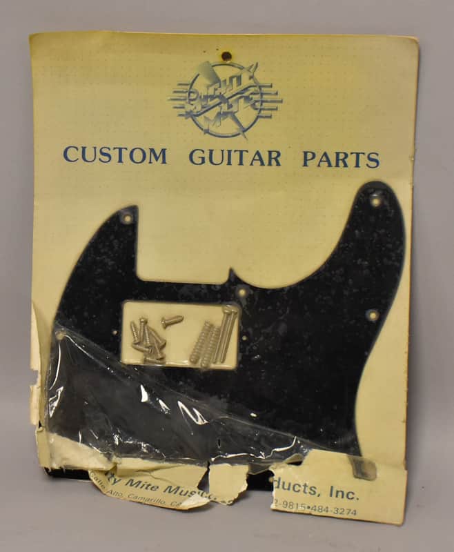 1980s Mighty Mite T-Style Humbucker Pickguard Sealed 1-Ply Black NOS image 1