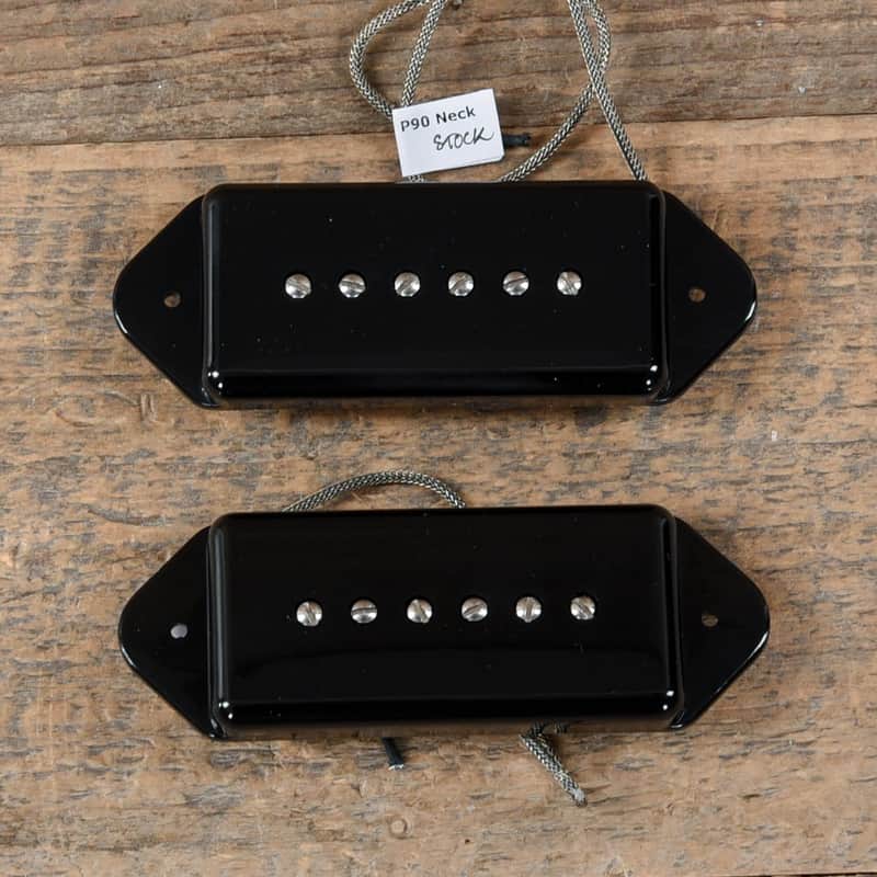 Lindy Fralin P-90 Dogear Pickup Set Black 1-Conductor Braided image 1