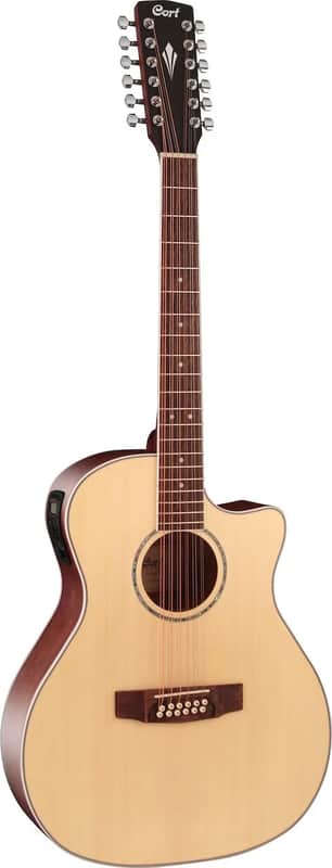 Cort GAMEDX12OP Grand Regal Acoustic Electric (12 String) Cutaway Guitar. Open Pore image 1